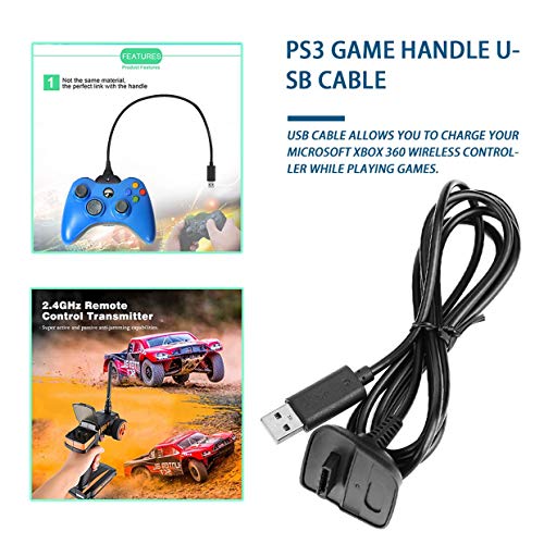 SeniorMar-UK Cable de Carga USB de 1.8M Cable de Datos del Cargador del Gamepad inalámbrico para el Controlador PS3 Conectar el Juego y la Carga de la computadora