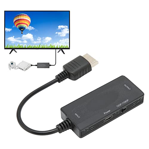 Shanrya Convertidor de Video, Compatible con Entrada PAL NTSC, Fuente de Alimentación USB, Convertidor de Interfaz Multimedia HD Totalmente Digital para Consola Sega Dreamcast DC