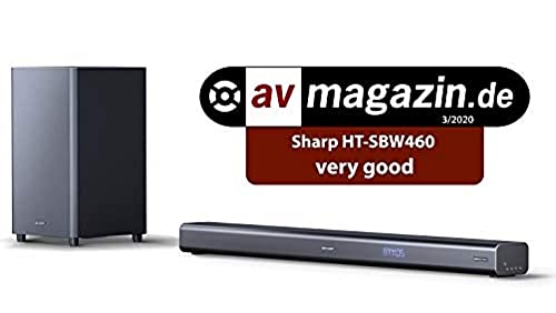 SHARP HT-SBW460, 3.1 Dolby Atmos, Barra de sonido, sonido envolvente virtual 3D y subwoofer inalámbrico, Bluetooth, experiencia 4K, HDMI ARC/CEC, Potencia máxima total de salida: 440w, color negro