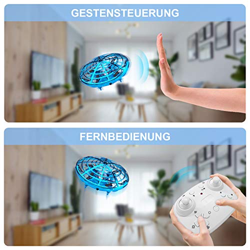 ShinePick Mini dron UFO juguete para niños, mando a distancia y sensor de mano, cuadricóptero radiocontrol, infrarrojos, inducción, bola voladora, juguete volador, regalo para niños y niñas, interior