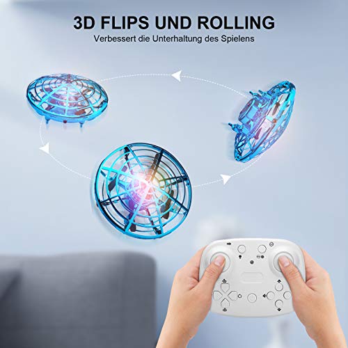 ShinePick Mini dron UFO juguete para niños, mando a distancia y sensor de mano, cuadricóptero radiocontrol, infrarrojos, inducción, bola voladora, juguete volador, regalo para niños y niñas, interior
