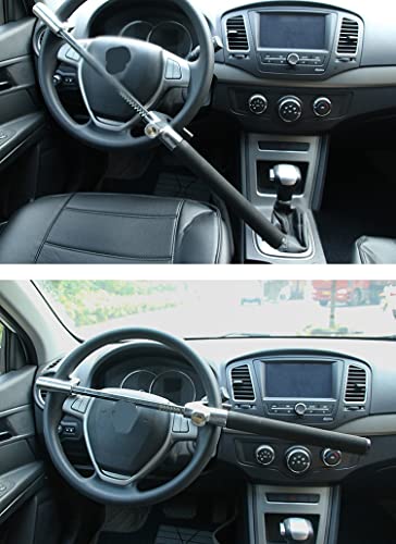 SHUBIAO-fcha Bloqueo de Volante, Bloqueo de Volante de automóvil camión de vehículos Universal camioneta SUV Bloqueo antirrobo Ajustable automático Martillo de Seguridad de Servicio Pesado
