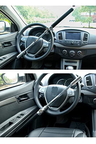SHUBIAO-fcha Bloqueo de Volante, Bloqueo de Volante de automóvil camión de vehículos Universal camioneta SUV Bloqueo antirrobo Ajustable automático Martillo de Seguridad de Servicio Pesado