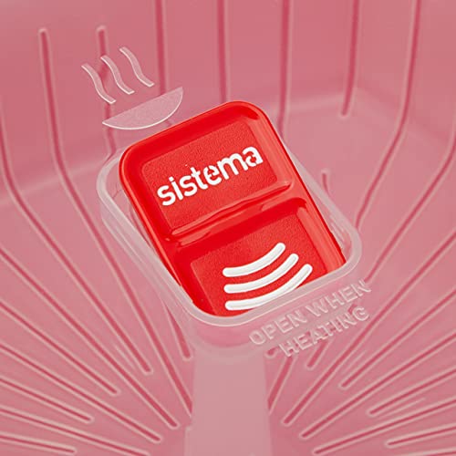 Sistema Vaporera grande de microondas de plástico rojo, 23.9 x 23.9 x 10.9 cm