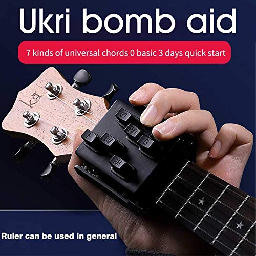Sisyria Ukelele Chord Chord Trainer One-Key Chord Bomb Aid Instrumento Musical Portátil Principiante Nylon Musical Universal Practrice Aid GH Fuerza Lección Buddy Asistente De Digitación