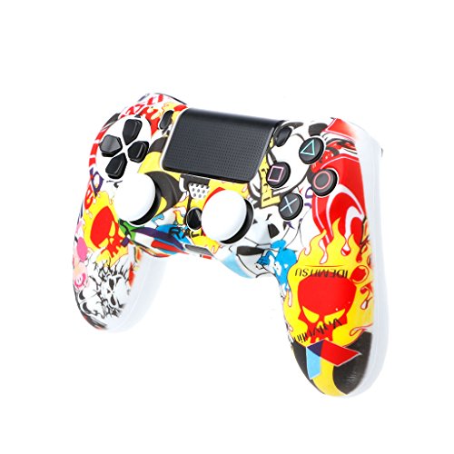 siwetg Gamepad Protección suave camuflaje guardias agarre cubierta + 2 tapas para controlador PS4