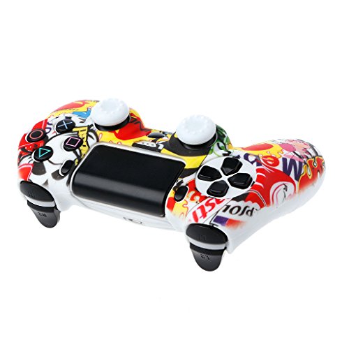 siwetg Gamepad Protección suave camuflaje guardias agarre cubierta + 2 tapas para controlador PS4