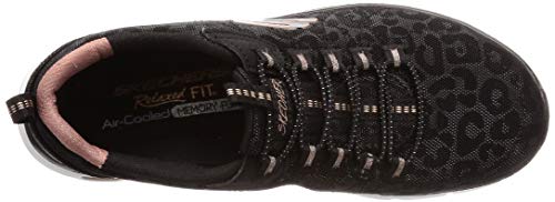 Skechers Empire D'Lux-Spotted, Zapatillas Mujer, Negro (BKRG Black Mesh/Rose Gold Trim), 38 EU