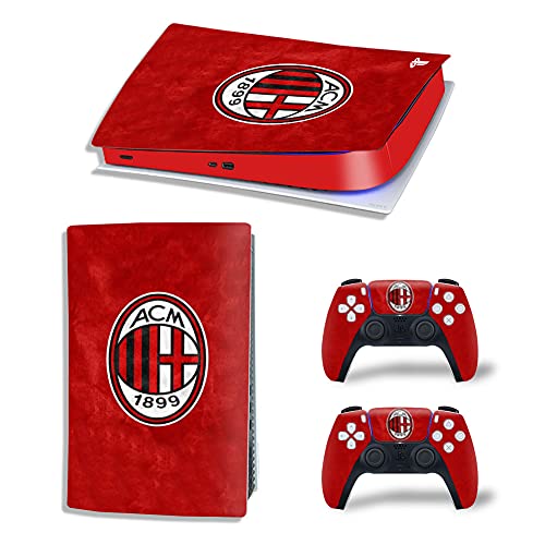 Skin Kit AC Milan Cover Película adhesiva antiarañazos 100% vinilo HD Quality compatible con PS5 Versión digital/Digital Edition + Set 4 pares gomas x Controller Joystick PlayStation 5