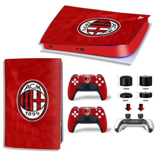Skin Kit AC Milan Cover Película adhesiva antiarañazos 100% vinilo HD Quality compatible con PS5 Versión digital/Digital Edition + Set 4 pares gomas x Controller Joystick PlayStation 5