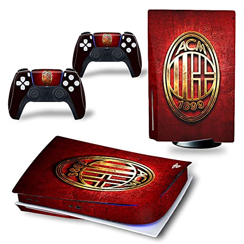 Skin Kit AC Milan Cover Película adhesiva antiarañazos 100% vinilo HD Quality compatible con PS5 Versión DISC/STANDARD disk Edition + Set 4 pares gomas x Controller Joystick PlayStation 5
