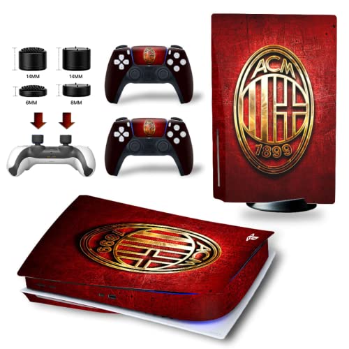 Skin Kit AC Milan Cover Película adhesiva antiarañazos 100% vinilo HD Quality compatible con PS5 Versión DISC/STANDARD disk Edition + Set 4 pares gomas x Controller Joystick PlayStation 5
