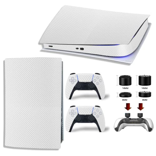Skin Kit adhesivo efecto carbono blanco - Película adhesiva resistente a los arañazos 100% vinilo HD Quality para PS5 Versión digital Edition + 4 pares de almohadillas para controlador PlayStation 5