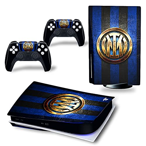 Skin Kit FC Inter Cover Película adhesiva antiarañazos 100 % vinilo HD Quality compatible con PS5 Versión DISC/Standard Edition + Set 4 pares gomas para controlador Joystick PlayStation 5