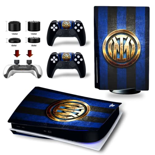Skin Kit FC Inter Cover Película adhesiva antiarañazos 100 % vinilo HD Quality compatible con PS5 Versión DISC/Standard Edition + Set 4 pares gomas para controlador Joystick PlayStation 5