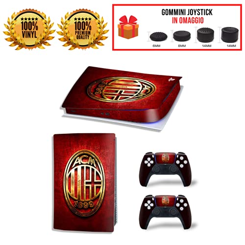 Skin Kit Milan Cover Película adhesiva antiarañazos 100 % vinilo HD Quality compatible con PS5 Versión digital/Digital Edition + Set 4 pares gomas para controlador Joystick PlayStation 5