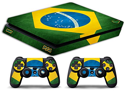 Skin PS4 SLIM HD - BRASIL BANDERA - limited edition DECAL COVER ADHESIVO playstation 4 SLIM SONY BUNDLE