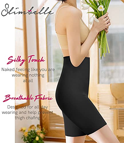 SLIMBELLE Control de la Barriga Muslo Bragas más Delgadas Bragas Ropa Interior Levantador a Tope sin Costuras Calzoncillos de Cintura Alta Fortalecedor de Cadera Faja Moldeadora Black L