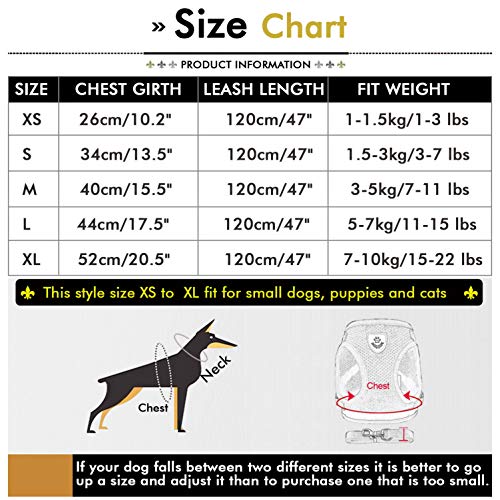 smalllee_Lucky_Store - de Pana arnés y Correa para Gatos antiescape Anti tirones arnés y correaes para Perros pequeños,Reflectante no se escapen Ajustable, Chaleco para Cachorros,Rosado,S