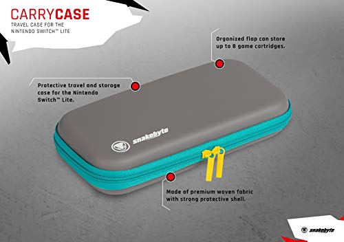 snakebyte Carry: Case - Sturdy Storage Case For Nintendo Switch Lite - Grey/Turquoise/Yellow (Nintendo Switch)