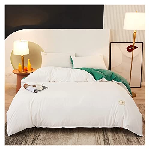 Solid Color Single Double Queen King Size Quilt Cover Set Skin Friendly Fabric Duvet Cover Set (Color : Mo LV ju se Size : 220x240cm 4pcs)