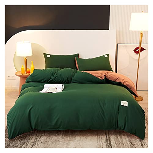 Solid Color Single Double Queen King Size Quilt Cover Set Skin Friendly Fabric Duvet Cover Set (Color : Mo LV ju se Size : 220x240cm 4pcs)