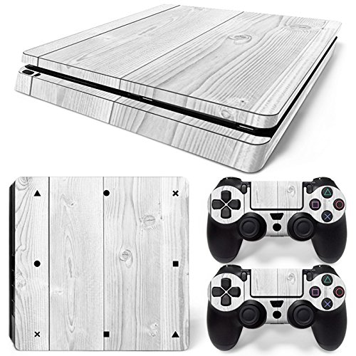 Sony PS4 Playstation 4 Slim Skin Design Foils Pegatina Set - White Wood Motivo