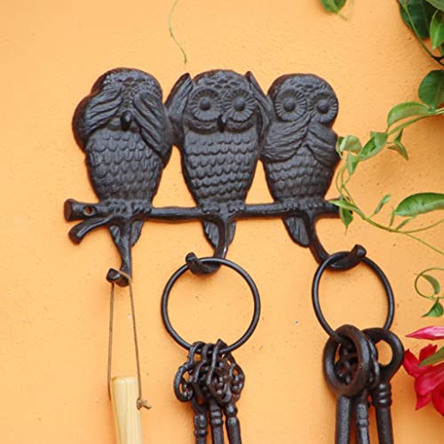 Soporte De Llave De Búho Único For La Pared De Hierro Fundido De Hierro Ganchos De Pared Vintage Key Rack Llave Decorativo Colgador Llave Rústico Gancho ( Color : Rust color , Size : 22.8*16.5*2.6cm )