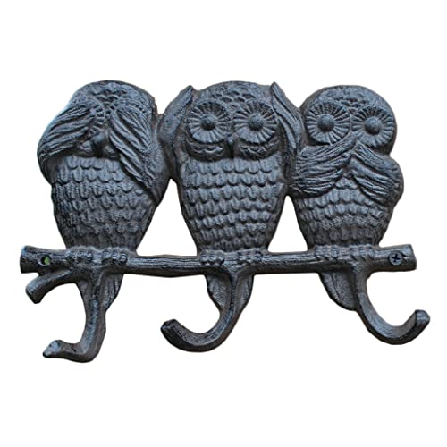 Soporte De Llave De Búho Único For La Pared De Hierro Fundido De Hierro Ganchos De Pared Vintage Key Rack Llave Decorativo Colgador Llave Rústico Gancho ( Color : Rust color , Size : 22.8*16.5*2.6cm )