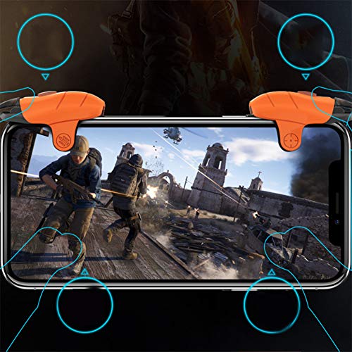 SPLLEADER Controlador de Juego móvil para PUBG,[Respuesta rápida] 1 Par Teléfono Gatillos sensibles Joysticks Aim & Fire Trigger Keys para PUBG/Knives out L1R1,Naranja