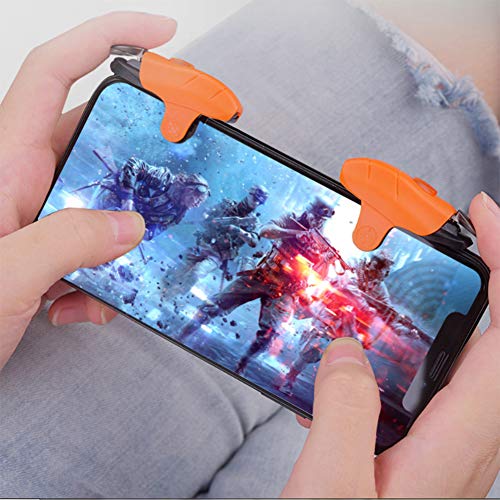 SPLLEADER Controlador de Juego móvil para PUBG,[Respuesta rápida] 1 Par Teléfono Gatillos sensibles Joysticks Aim & Fire Trigger Keys para PUBG/Knives out L1R1,Naranja