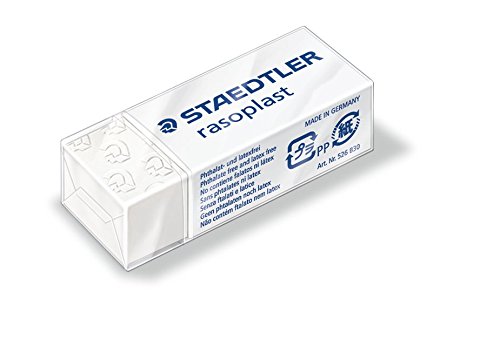 Staedtler Rasoplast 526 B30. Goma de borrar blanca con faja de cartón. Caja de 30 unidades.