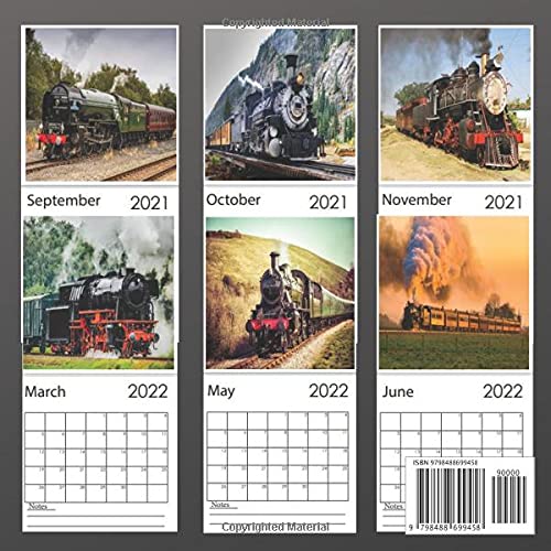 Steam Trains Calendar 2022: Monthly Planner from September 2021 to December 2022 Perfect gift Ideas For Steam Train Lovers in birthday or Christmas.