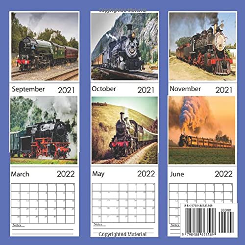 Steam Trains Calendar 2022: Monthly Planner from September 2021 to December 2022 Perfect gift Ideas For Steam Train Lovers in birthday or Christmas.