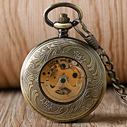 STEDMNY Reloj de Bolsillo Cool Steam Poker Diseño único Reloj de Bolsillo de Bronce Mecánico Reloj automático de Bolsillo Reloj Antiguo Vintage Relogio De Bolso