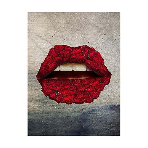 Stephen Painting & Calligraphy - Creative Color Print Lips Canvas Painting Personality Flower Diamond Lips Temptation Posters Living Room Bedroom Art Home Decor - by 1 PCs