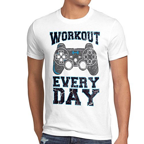 style3 Gamer Workout Camiseta para Hombre T-Shirt, Talla:2XL;Color:Blanco