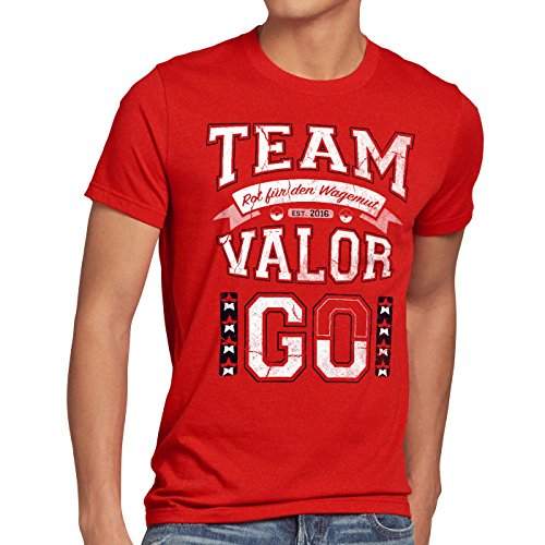 style3 Team Rojo Valor Moltres Camiseta para Hombre T-Shirt Fuego, Talla:S;Color:Rojo