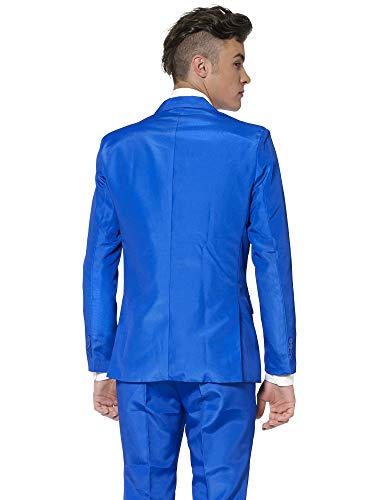 Suitmeister Hombre Juego de Pantalones de Traje de Negocios, Sólido Azul, L