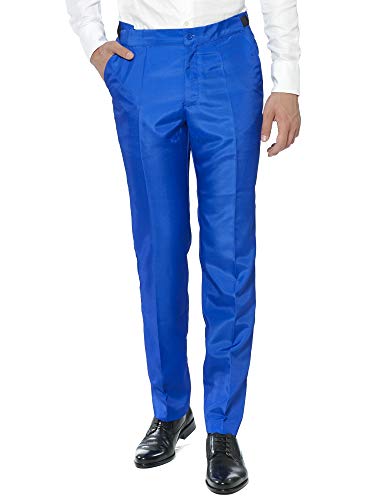 Suitmeister Hombre Juego de Pantalones de Traje de Negocios, Sólido Azul, L