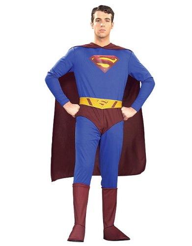 Superman Returns Disfraz clásico para hombre, estilo 1, mediano, pecho 38 - 40 pulgadas, cintura 30 - 34 pulgadas, entrepierna 33 pulgadas