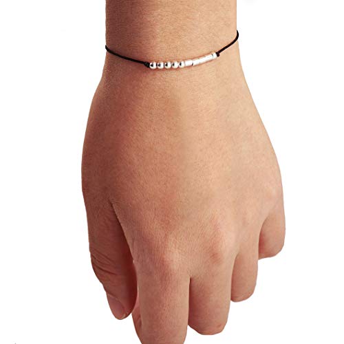 Suyi Regalo De Cumpleaños para Niñas Pulsera Código Morse Pulsera De Plata Esterlina Joyas De Cumpleaños Regalos De 13 Años para Ella 13