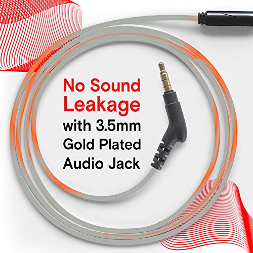 Symphonized NRG 3.0 Auriculares de Mader, con Aislamiento de Ruido, con micrófono y Control de Volumen (Anaranjado Fuego y Gris Brumoso)