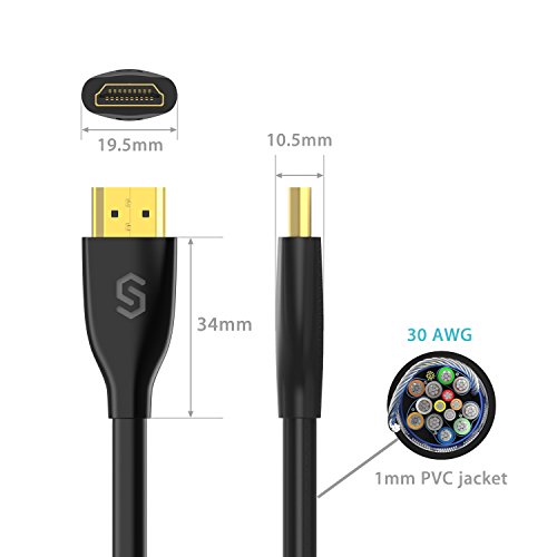 Syncwire SW-HD075 - Cable HDMI 2.0, Ultra HD de Alta Velocidad, Hasta 18 Gbps, 3m, Negro