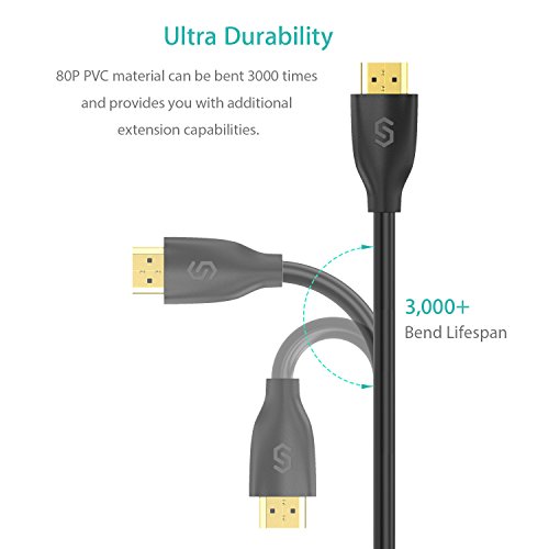 Syncwire SW-HD075 - Cable HDMI 2.0, Ultra HD de Alta Velocidad, Hasta 18 Gbps, 3m, Negro
