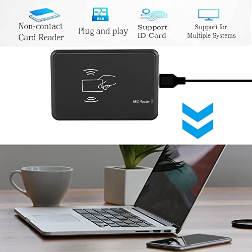 T angxi Dirve Free 125Khz ID Card Reader, Plug and Play 125Khz RFID EM4100 USB Lector de Tarjetas portátil a Prueba de Agua para Seguridad, Soporte para Windows para Linux para Android para iOS