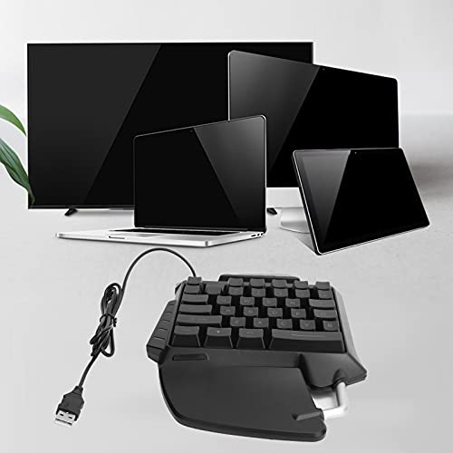 T opiky Teclado para Juegos de una Mano, Teclado ergonómico para Juegos de Deportes electrónicos con retroiluminación LED de una Sola Mano con Cable USB con 35 Teclas para Consola de Juegos de PC
