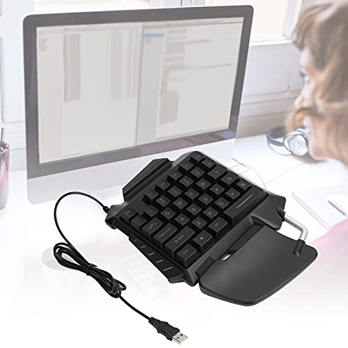 T opiky Teclado para Juegos de una Mano, Teclado ergonómico para Juegos de Deportes electrónicos con retroiluminación LED de una Sola Mano con Cable USB con 35 Teclas para Consola de Juegos de PC