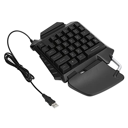 T opiky Teclado para Juegos de una Mano, Teclado ergonómico para Juegos de Deportes electrónicos con retroiluminación LED de una Sola Mano con Cable USB con 35 Teclas para Consola de Juegos de PC