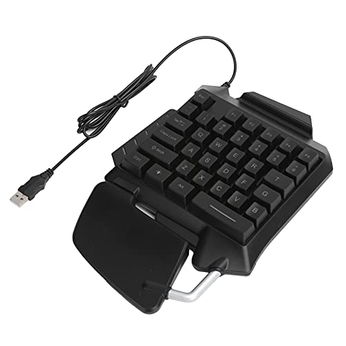 T opiky Teclado para Juegos de una Mano, Teclado ergonómico para Juegos de Deportes electrónicos con retroiluminación LED de una Sola Mano con Cable USB con 35 Teclas para Consola de Juegos de PC